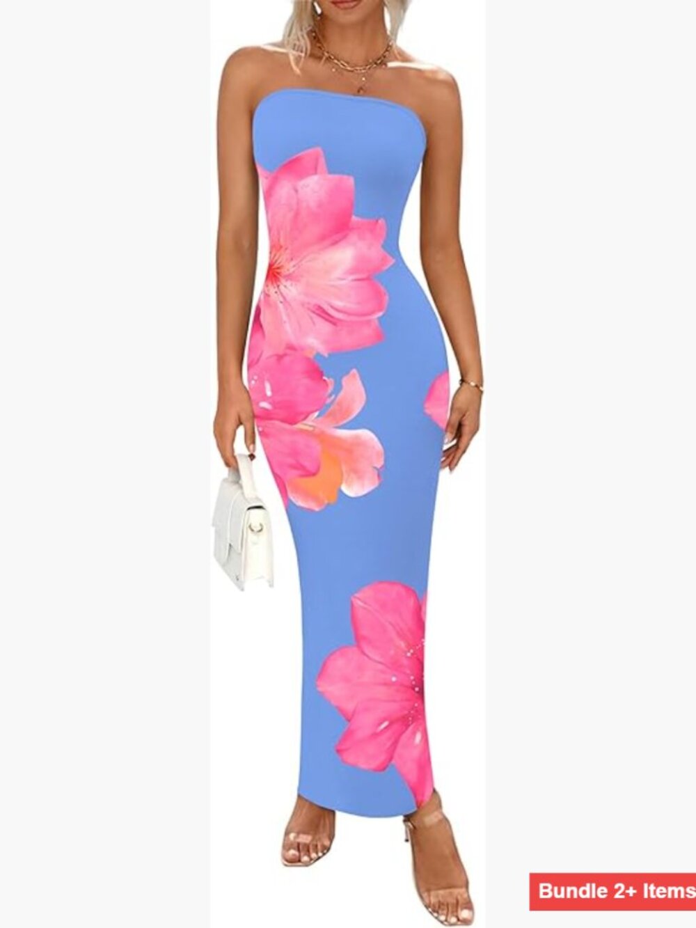 Strapless Maxi Dress Bodycon Floral Formal Cocktail Mesh Long